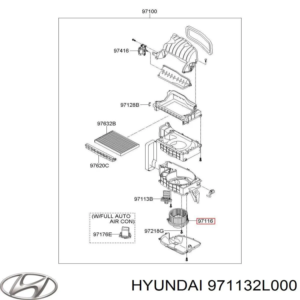Купити 971132L000 Hyundai/Kia Електродвигуни (електродвигун обігрівача) або розетка причепа штепсельная
