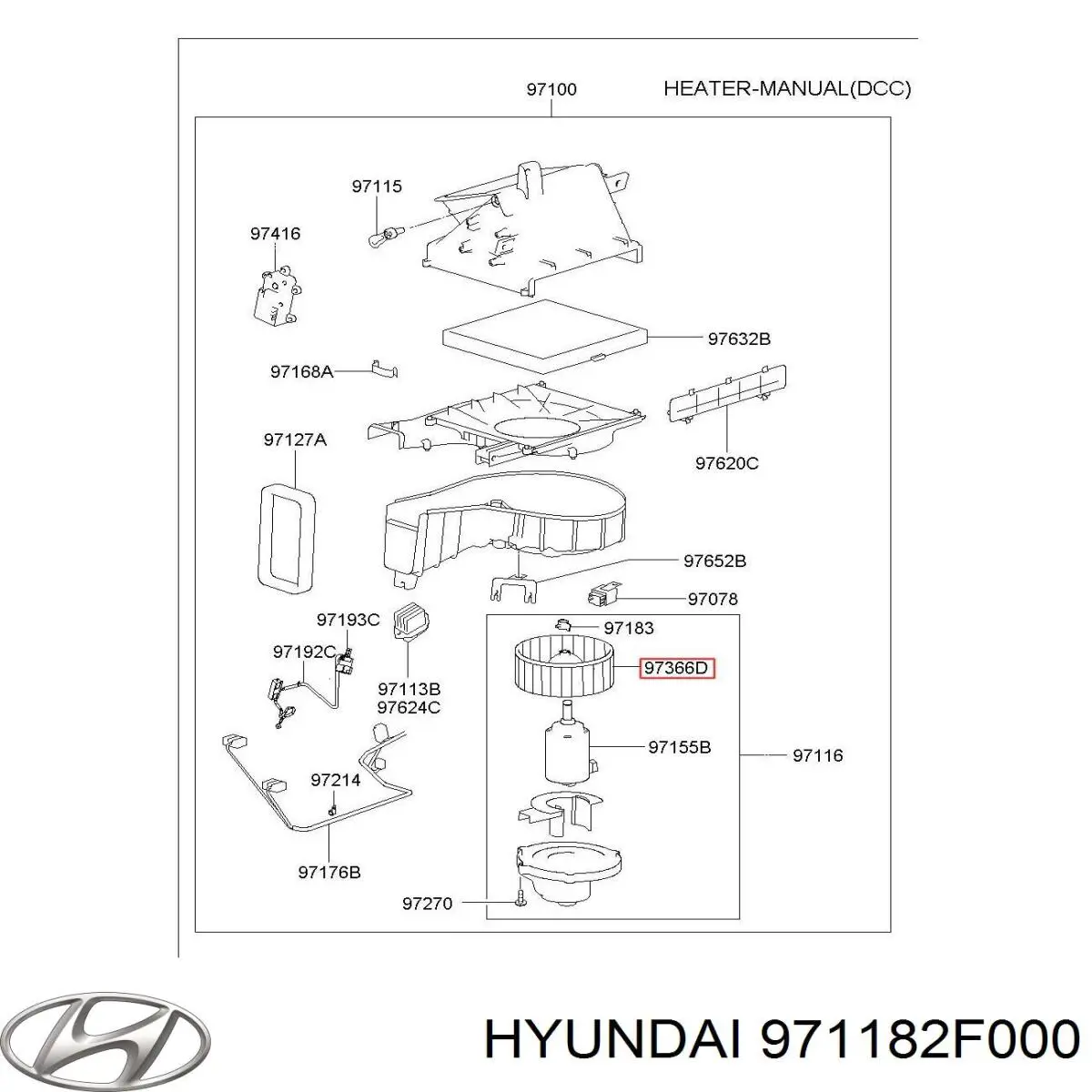 971182F000 Hyundai/Kia Крильчатка двигуна вентилятора пічки