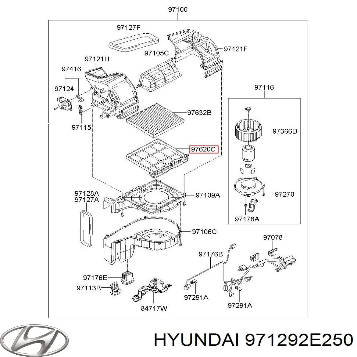 Рамка фільтра салону Hyundai/Kia 971292E250 ціна, від 27.78 USD