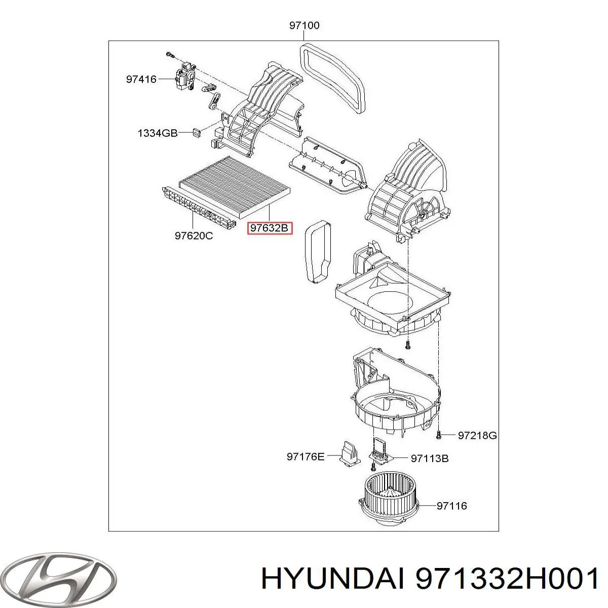 Фільтр повітряний обігрівача Hyundai/Kia 971332H001 ціна, від 6.12 USD