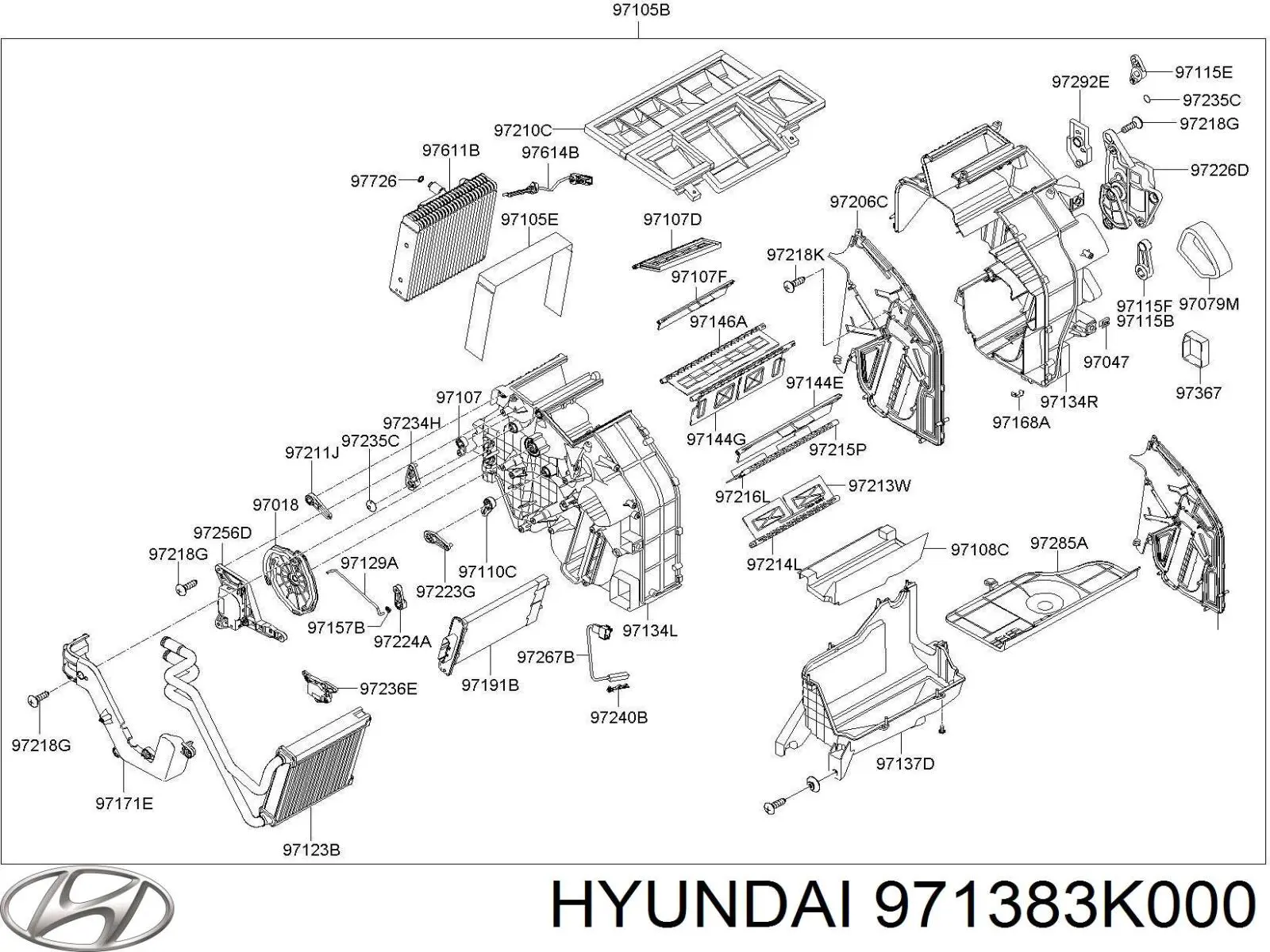 Радіатор пічки 971383K000 Hyundai/Kia