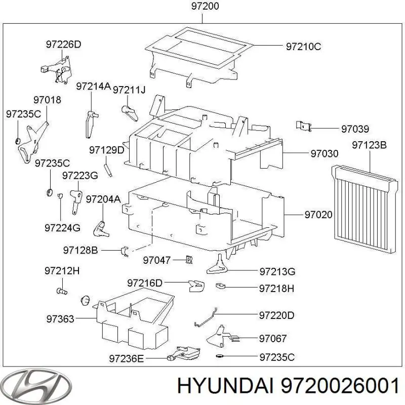 Корпус печі в зборі Hyundai/Kia 9720026001 ціна, від 59.94 USD