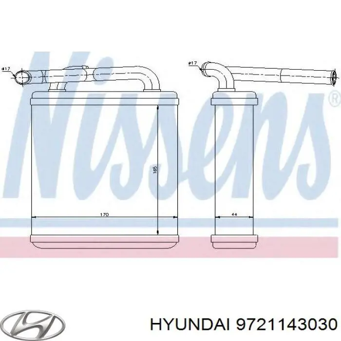 Радіатор пічки (обігрівача) Hyundai/Kia 9721143030 ціна, від 89.05 USD