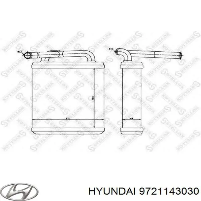 9721143030 Hyundai/Kia радіатор пічки (обігрівача)