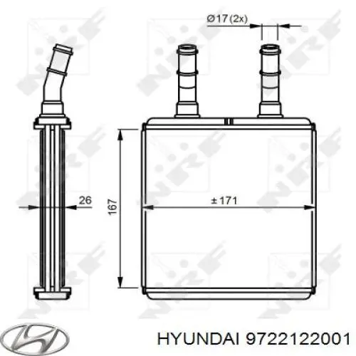 Радіатор пічки (обігрівача) Hyundai/Kia 9722122001 ціна, від 29.64 USD