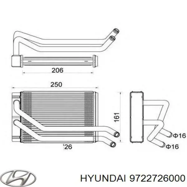 9722726000 Hyundai/Kia радіатор пічки (обігрівача)