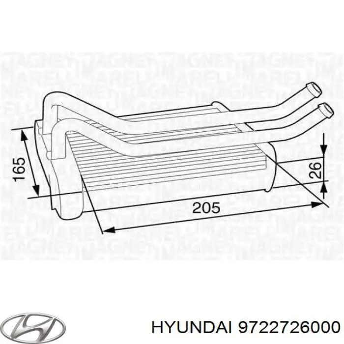 Радіатор пічки (обігрівача) Hyundai/Kia 9722726000 ціна, від 34.64 USD