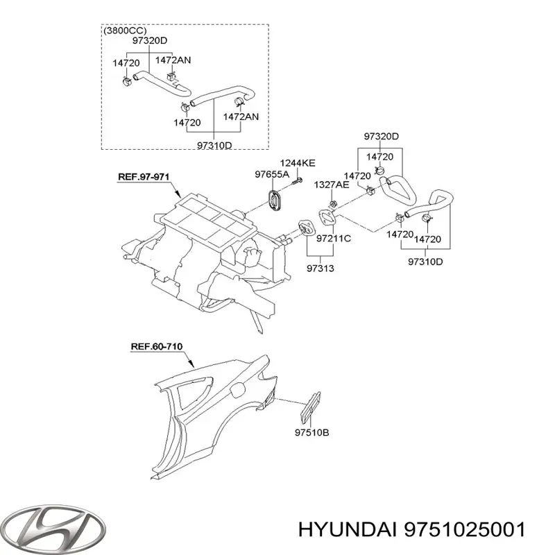 9751025001 Hyundai/Kia Решітка задня вентиляції салону, права