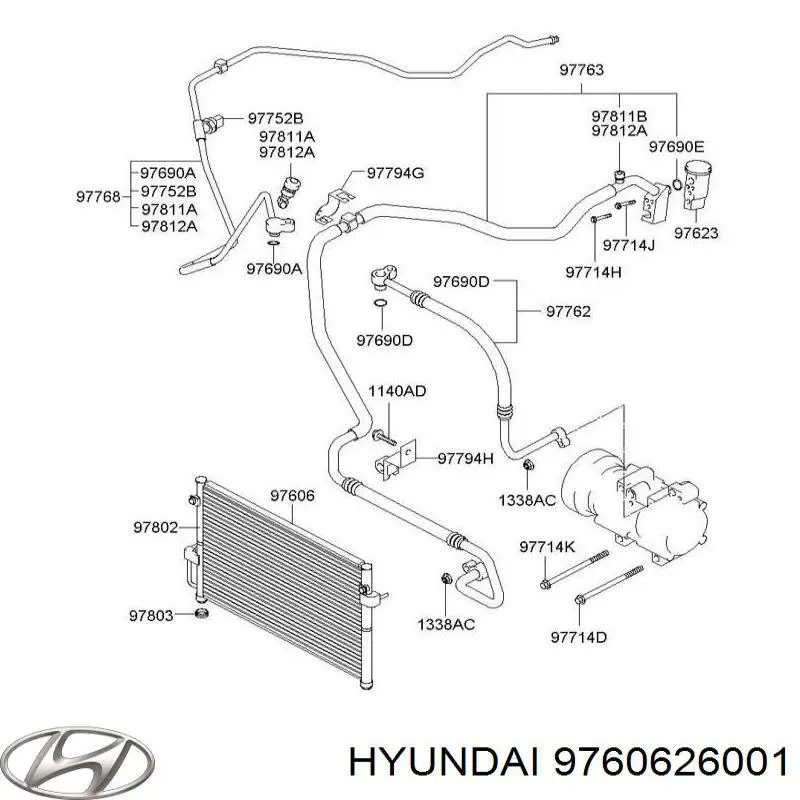 Купити 9760626001 Hyundai/Kia Радіатор системи охолодження кондиціонера