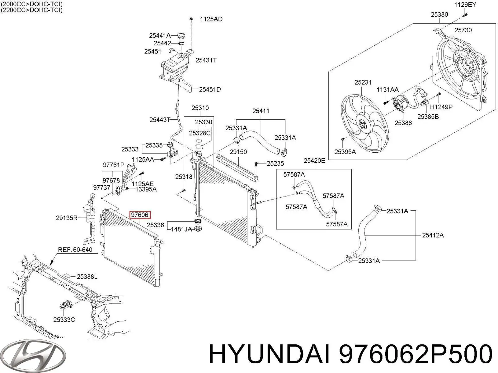 Конденсатор кондиціонера Hyundai/Kia 976062P500 ціна, від 67.68 USD