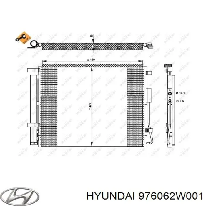 Радіатор кондиціонера 976062W001 Hyundai/Kia