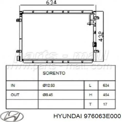 Конденсатор кондиціонера Hyundai/Kia 976063E000 ціна, від 44.33 USD