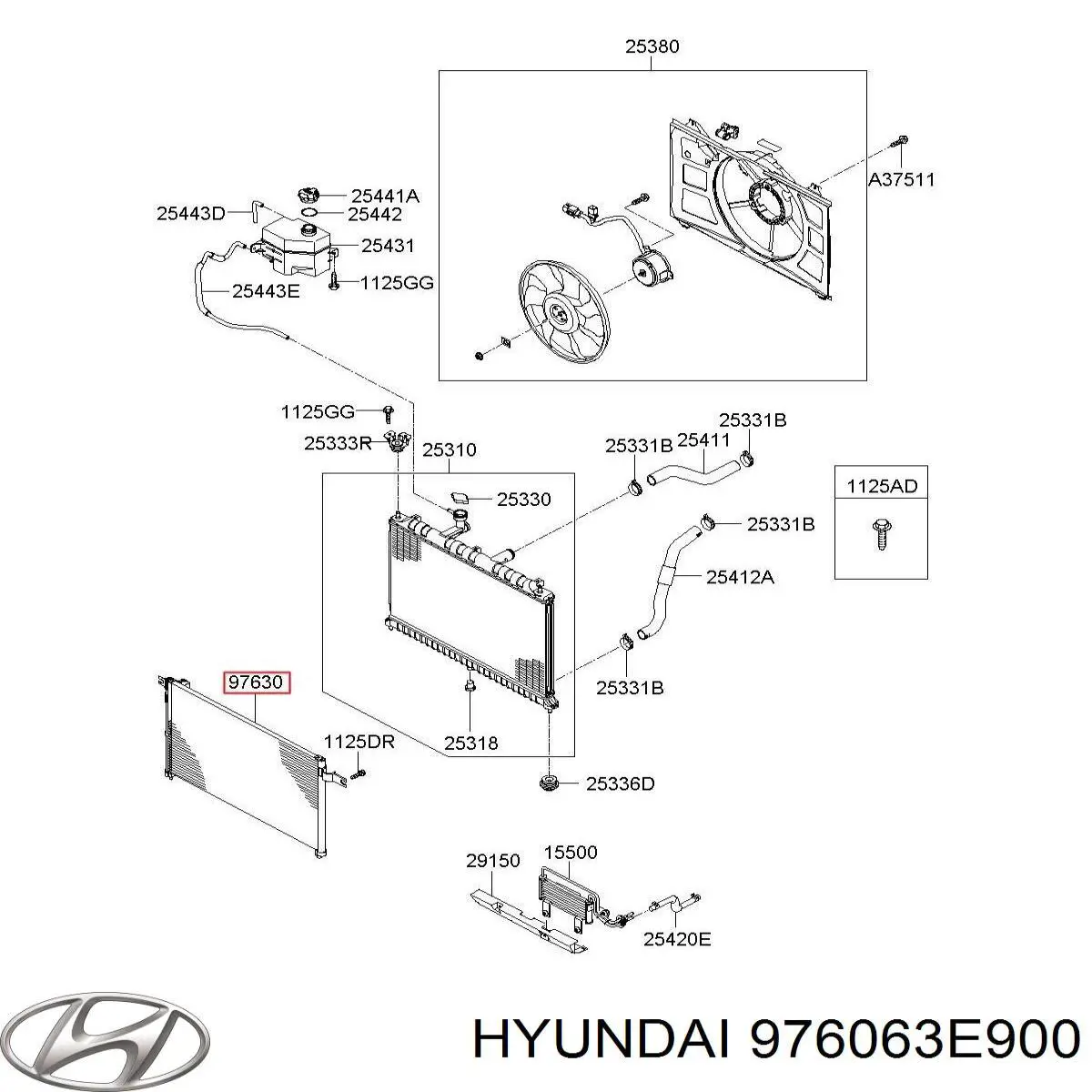 Радіатор кондиціонера 976063E900 Hyundai/Kia