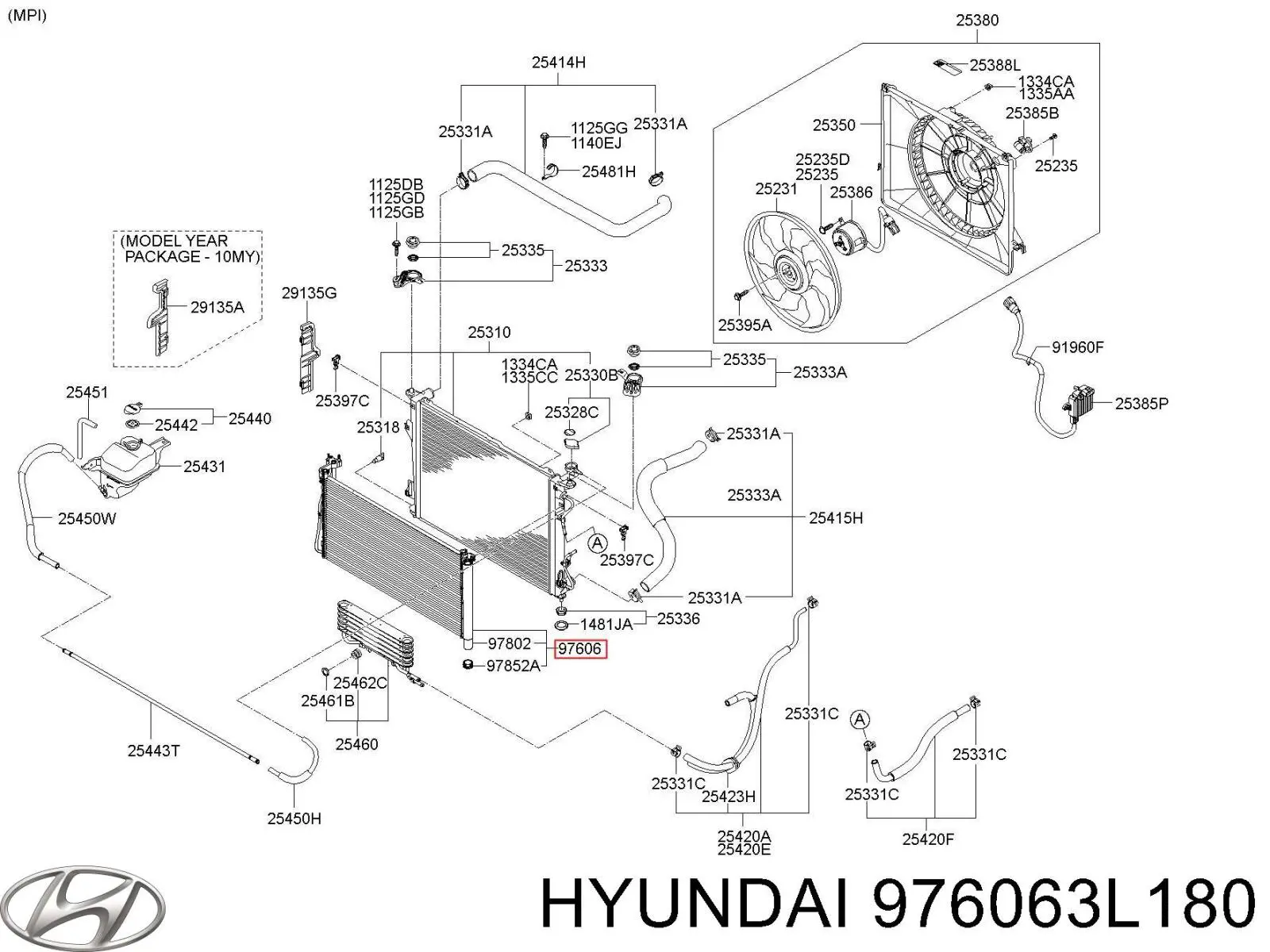 Радіатор кондиціонера 976063L180 Hyundai/Kia