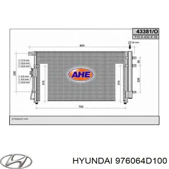 Радіатор охолодження кондиціонера Hyundai/Kia 976064D101