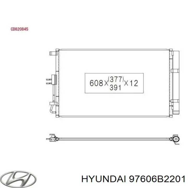 Конденсатор кондиціонера Hyundai/Kia 97606B2201 ціна, від 145.67 USD