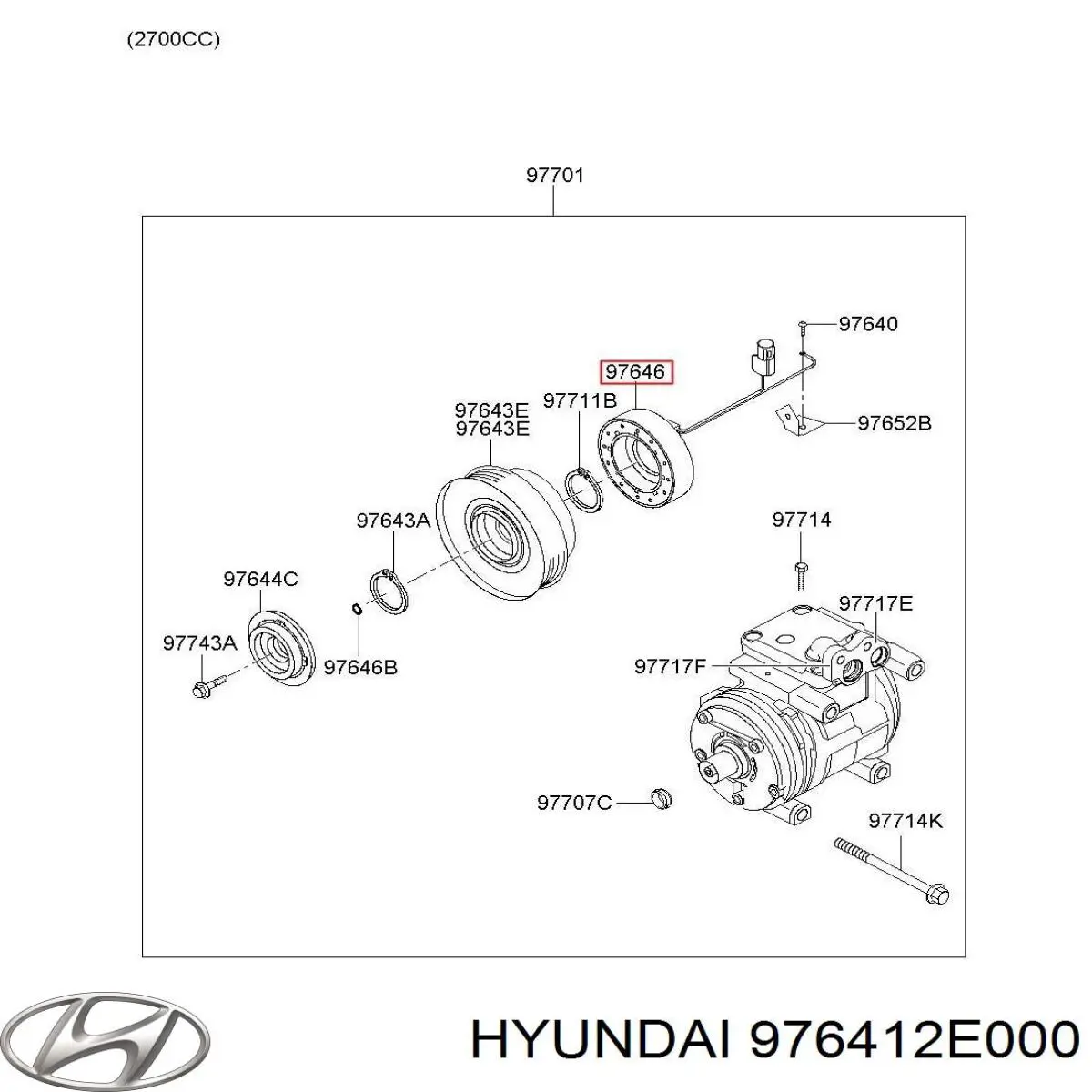Привід компресора системи опалення на Hyundai Tucson I JM