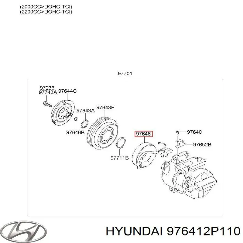 Купити 976412P110 Hyundai/Kia Муфта компресора кондиціонера