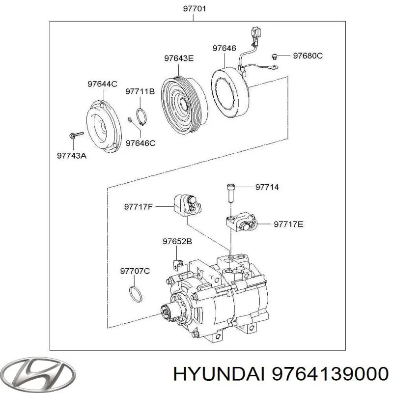 Муфта компресора кондиціонера Hyundai Terracan (HP) (Хендай Терракан)