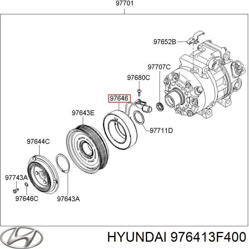 Привід компресора системи опалення на KIA Ceed  ED