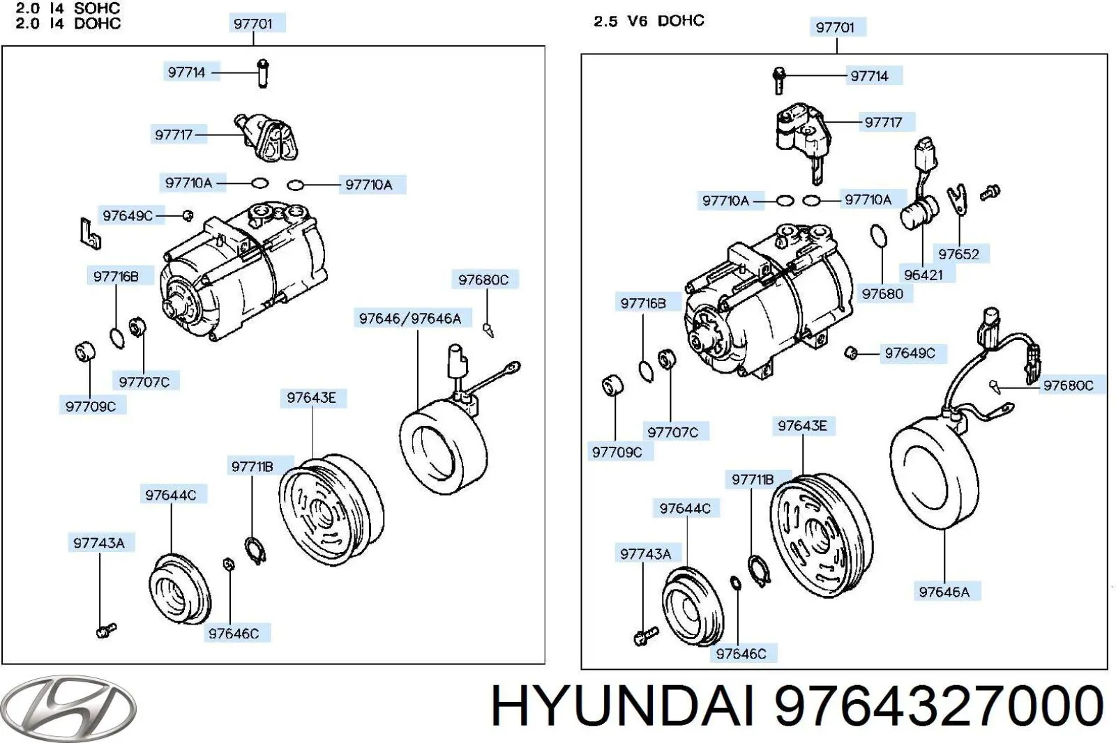 9764327000 Hyundai/Kia шків компресора кондиціонера