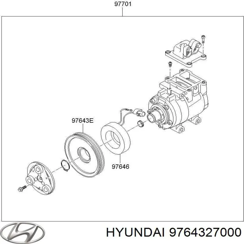 Шків компресора кондиціонера Hyundai/Kia 9764327000 ціна, від 92.26 USD