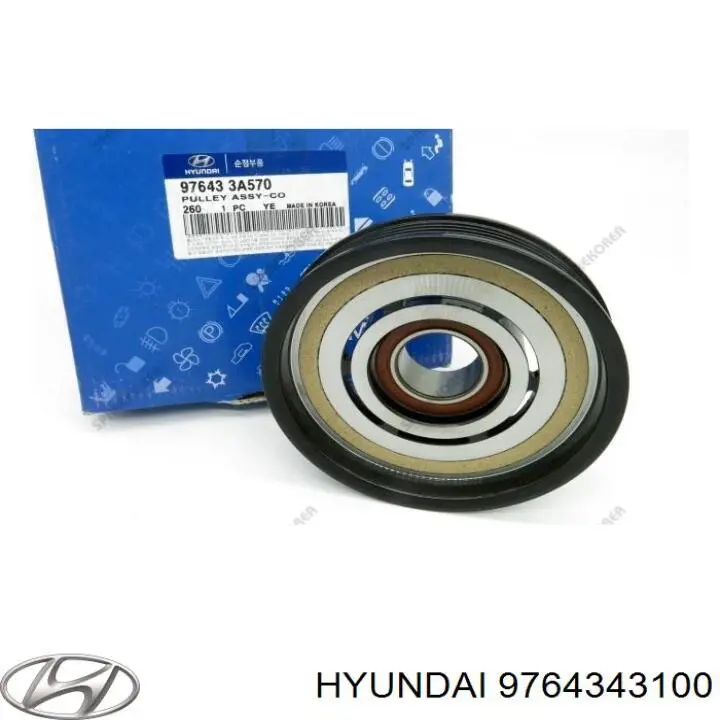 Шків компресора кондиціонера 9764343100 Hyundai/Kia