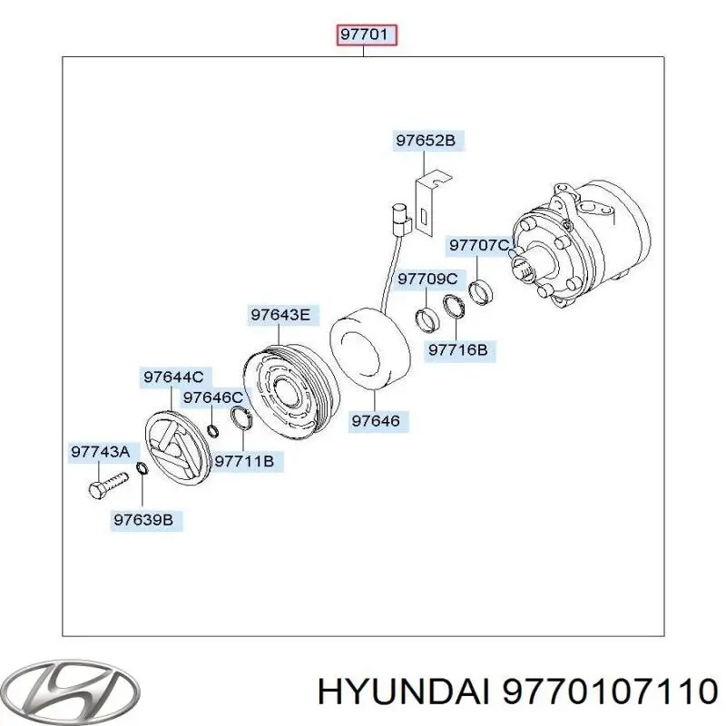 Компресор системи кондиціювання Hyundai/Kia 9770107110 ціна, від 130.95 USD