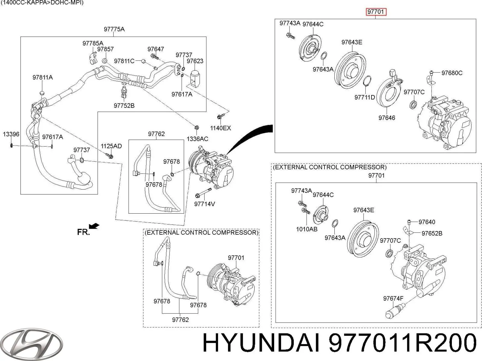 Компресор системи кондиціювання Hyundai/Kia 977011R200 ціна, від 150.23 USD