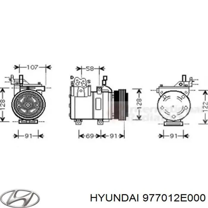 Компресор системи кондиціювання Hyundai/Kia 977012E000 ціна, від 285.20 USD