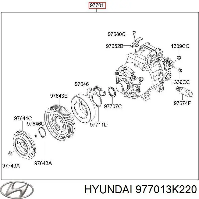 Компресор кондиціонера 977013K220 Hyundai/Kia