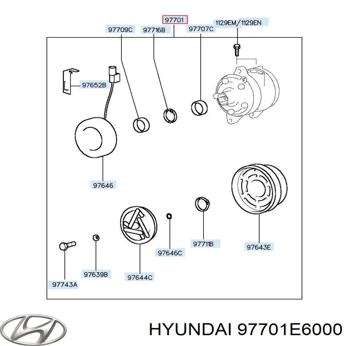 Компресор системи кондиціювання Hyundai/Kia 97701E6000 ціна, від 481.96 USD
