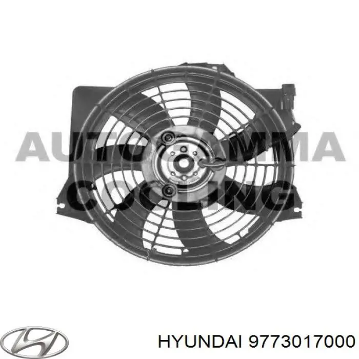 Дифузор радіатора кондиціонера, в зборі з крильчаткою і двигуном Hyundai Matrix (FC) (Хендай Матрікс)