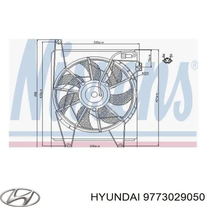 9773029050 Hyundai/Kia дифузор радіатора кондиціонера, в зборі з крильчаткою і двигуном