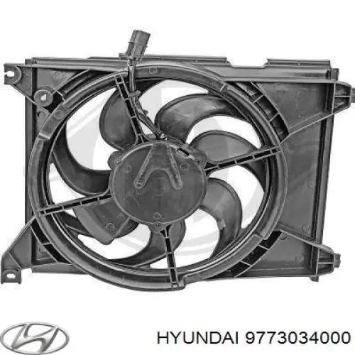 9773034000 Hyundai/Kia дифузор радіатора кондиціонера, в зборі з крильчаткою і двигуном