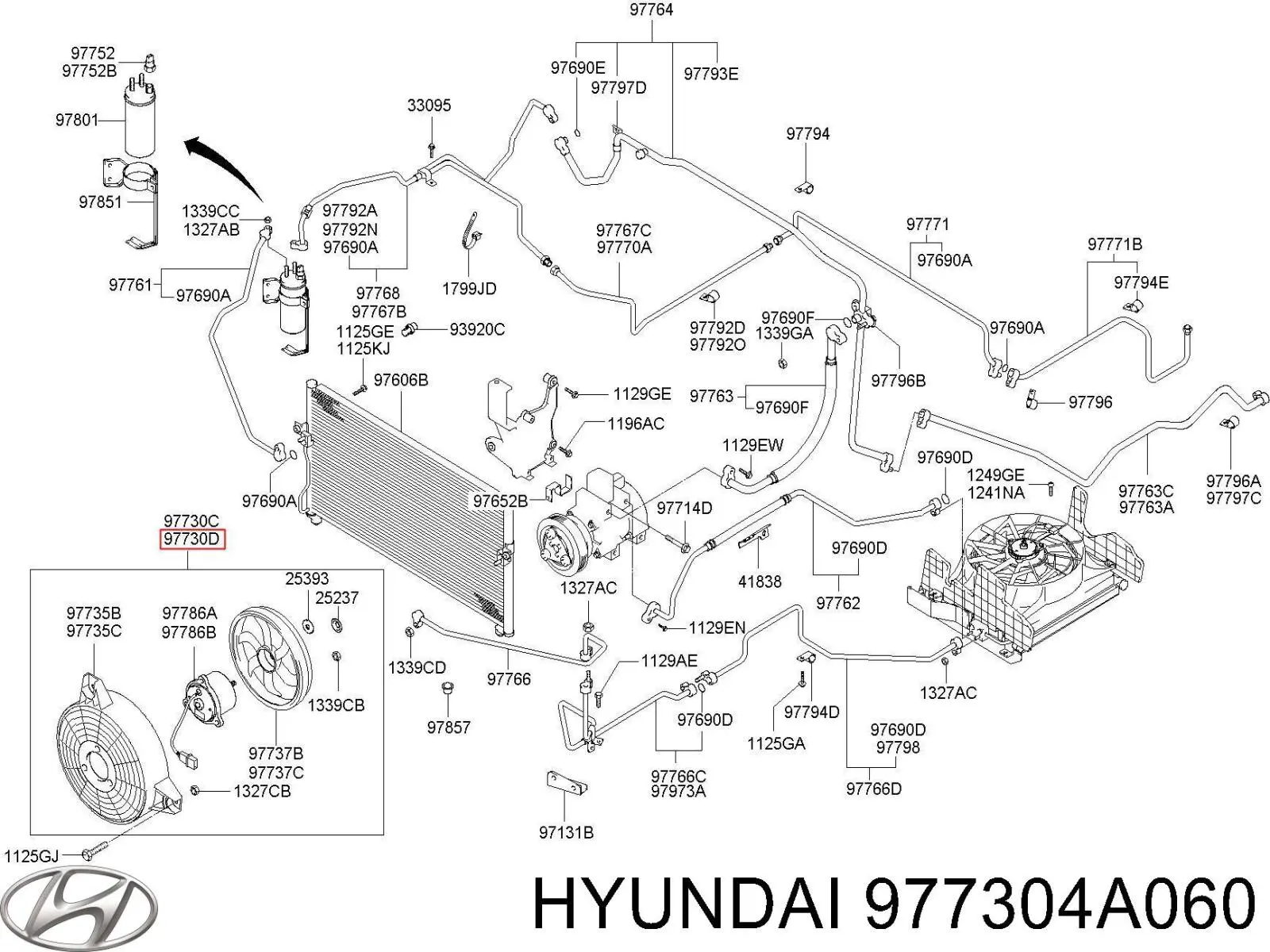 Електровентилятор кондиціонера в зборі (двигун + крильчатка) Hyundai H-1 STAREX Starex (A1) (Хендай H-1 STAREX)