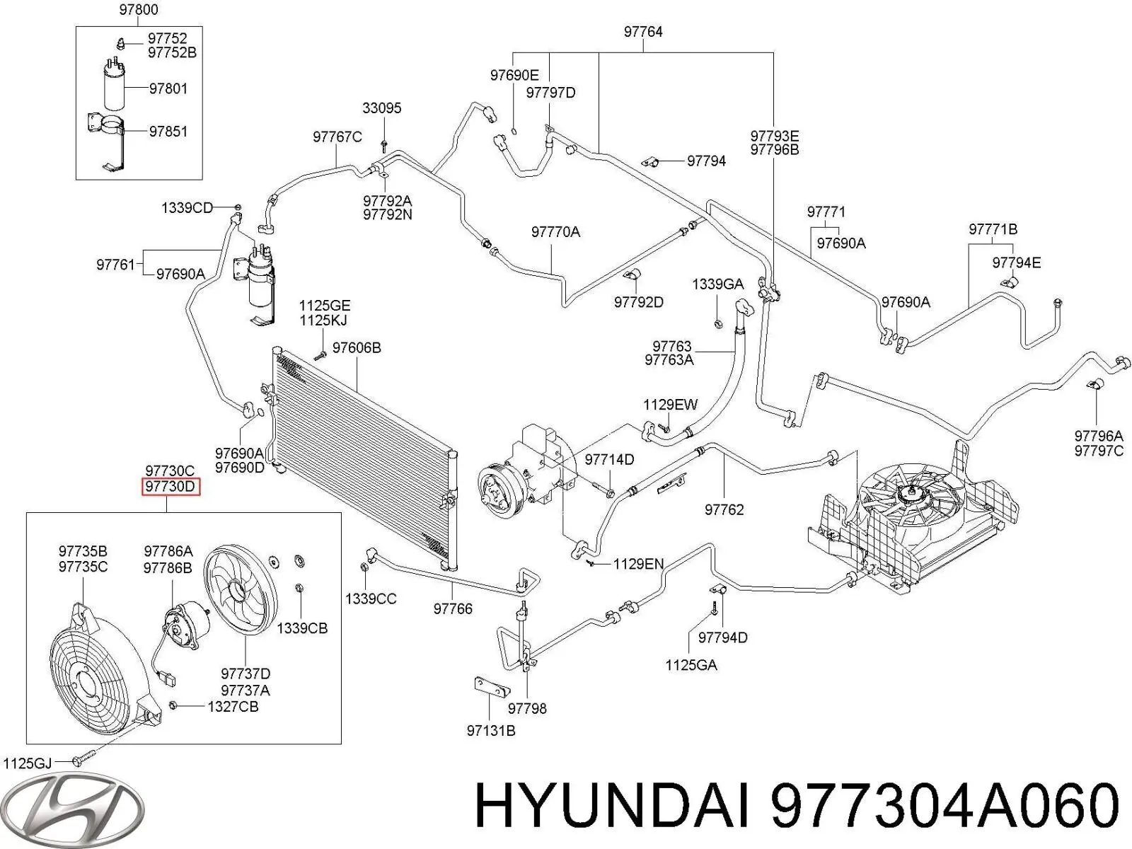 Електровентилятор кондиціонера в зборі (двигун + крильчатка) Hyundai/Kia 977304A060 ціна, від 44.33 USD