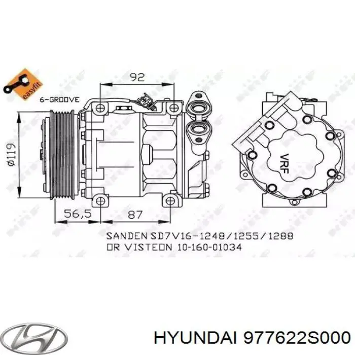 977622S000 Hyundai/Kia шланг кондиціонера, від компресора до радіатора