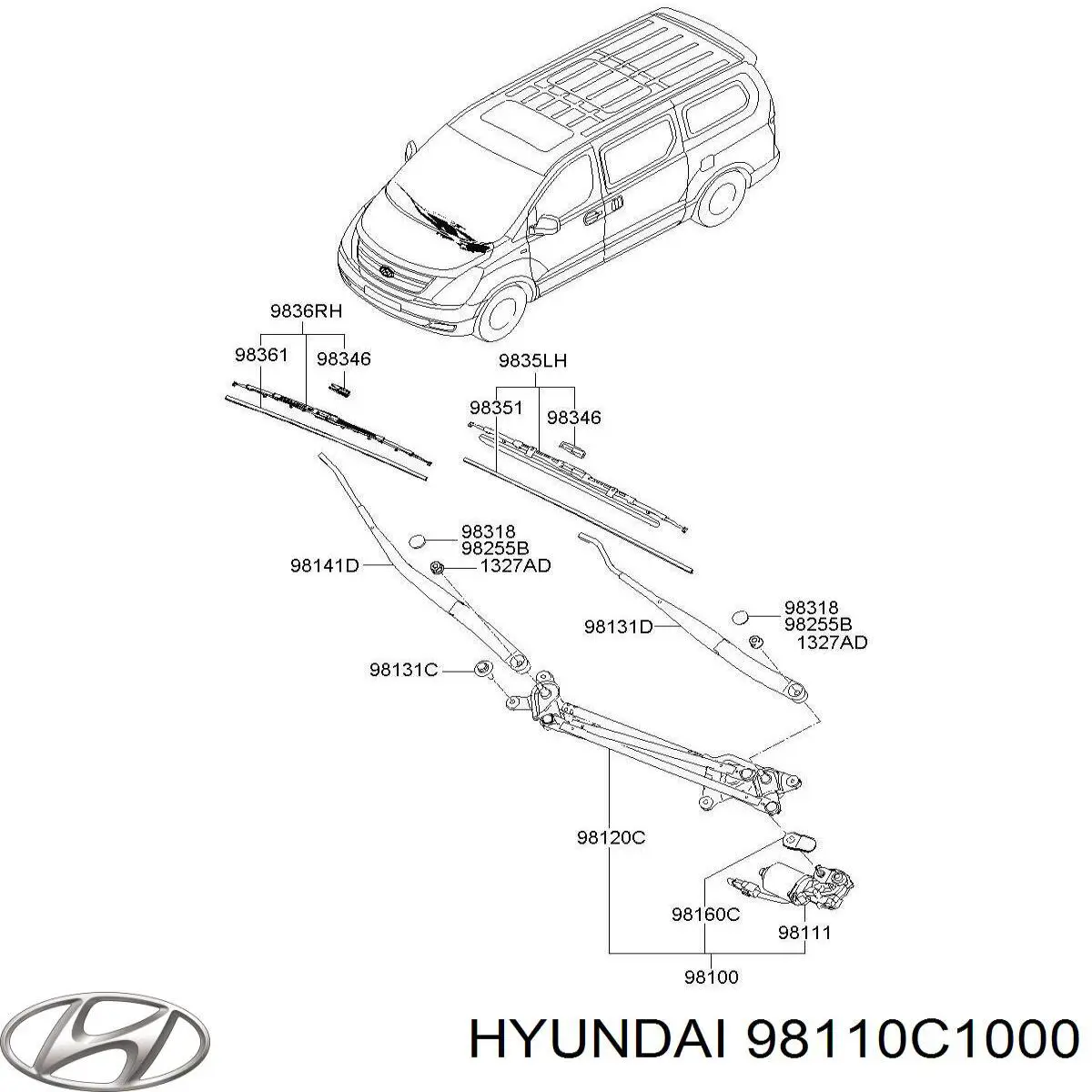 Купити 98110C1000 Hyundai/Kia Мотор двірника