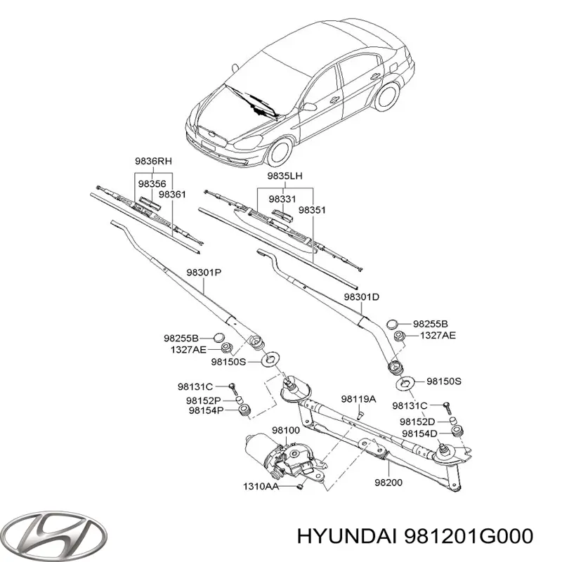 981201G000 Hyundai/Kia трапеція склоочисника