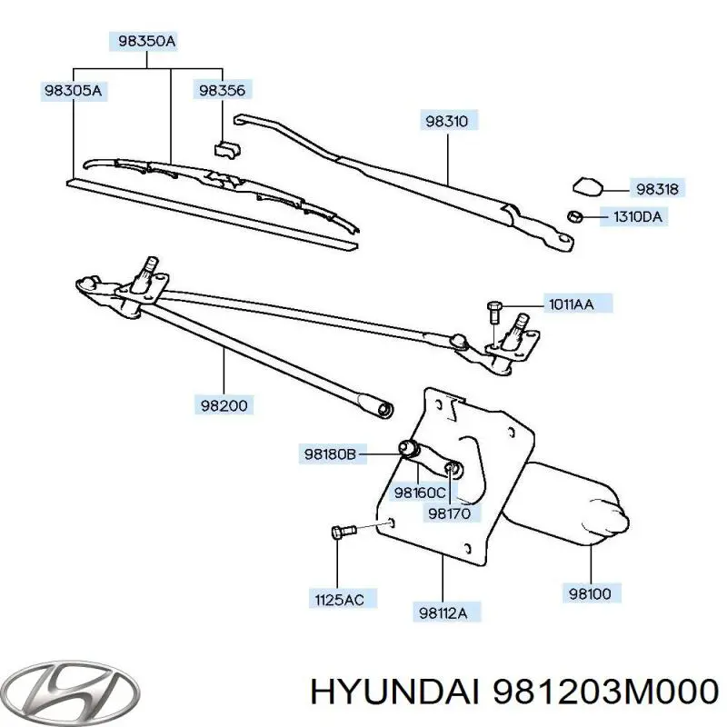 Трапеція щіток лобового скла Hyundai/Kia 981203M000 ціна, від 118.89 USD