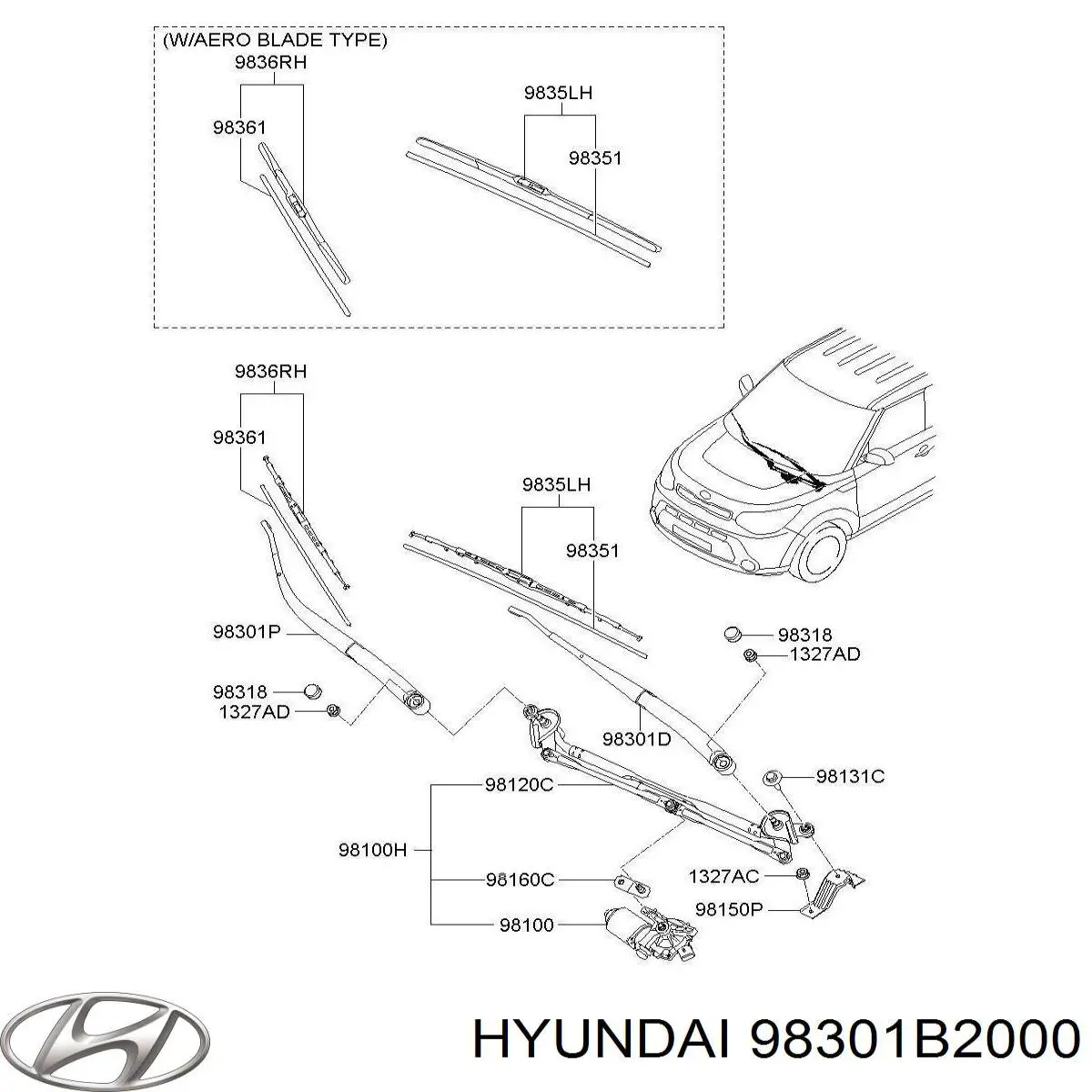 98301B2000 Hyundai/Kia Ричаг двірника