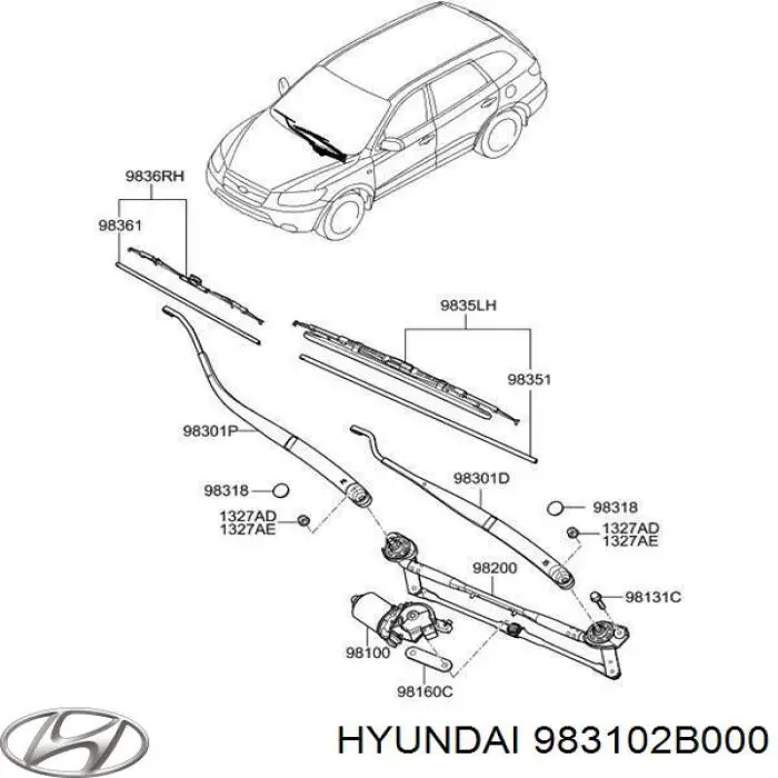 Купити 983102B000 Hyundai/Kia Повідок склоочисника