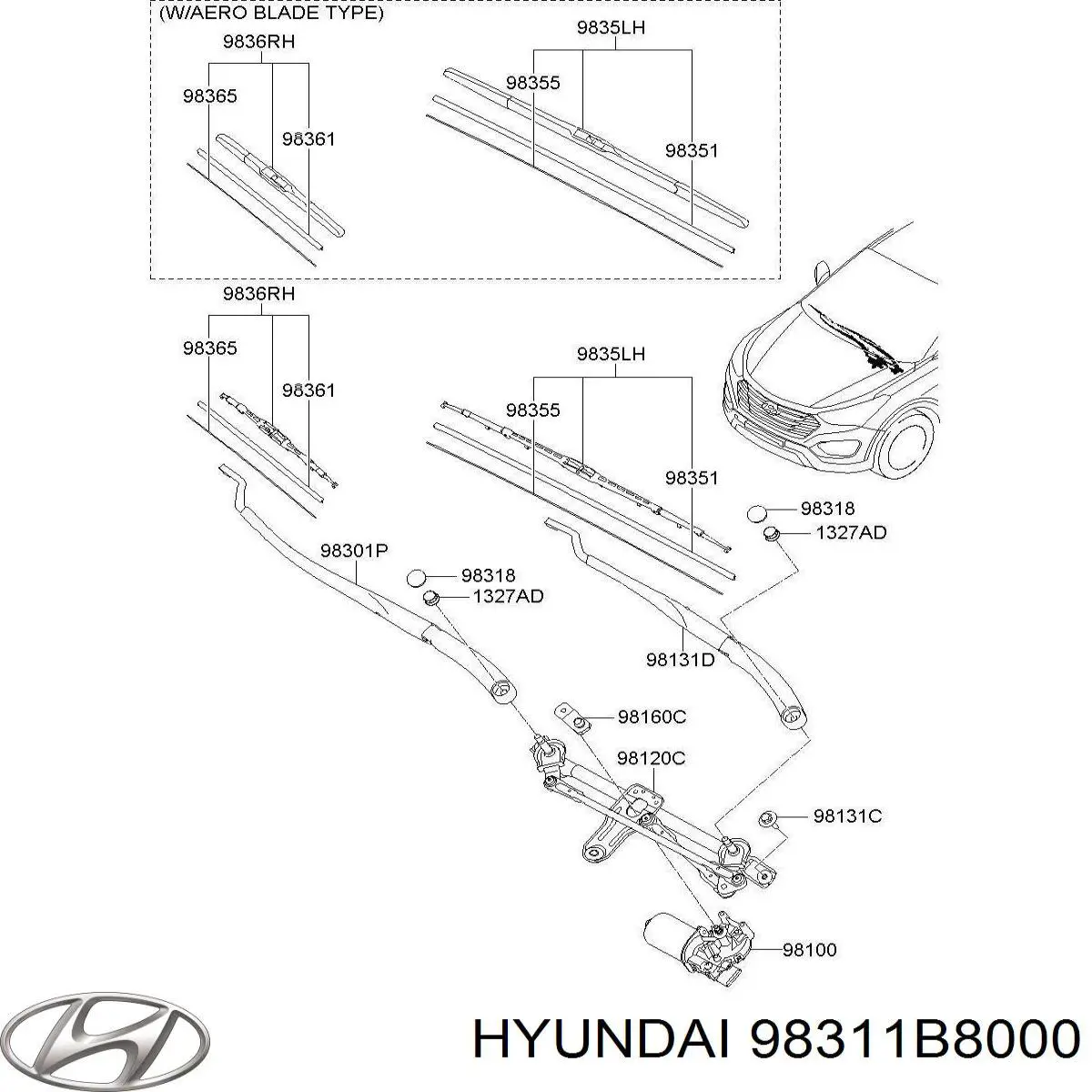 Ричаг двірника на Hyundai Santa Fe III DM