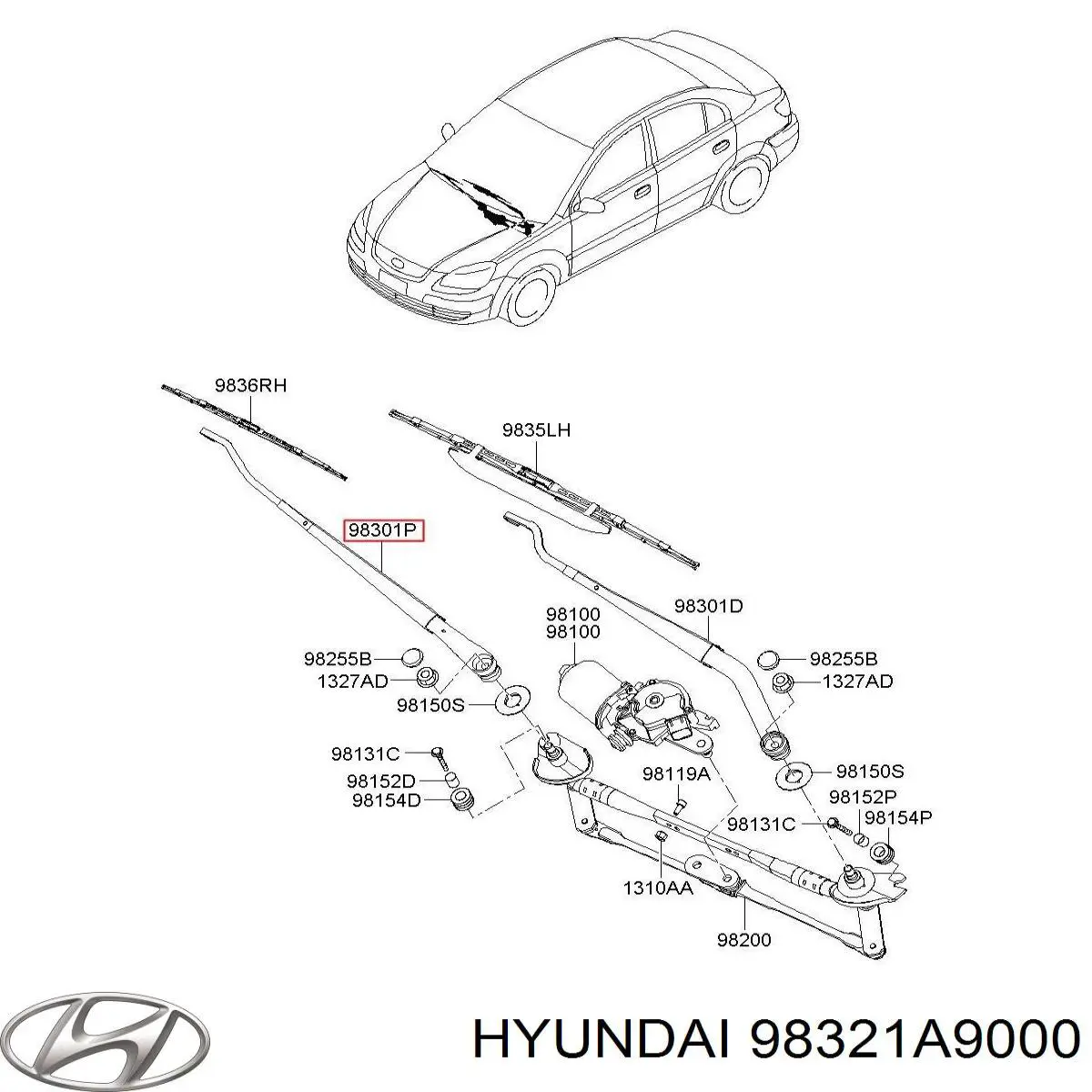 98321A9000 Hyundai/Kia важіль-поводок склоочисника лобового скла