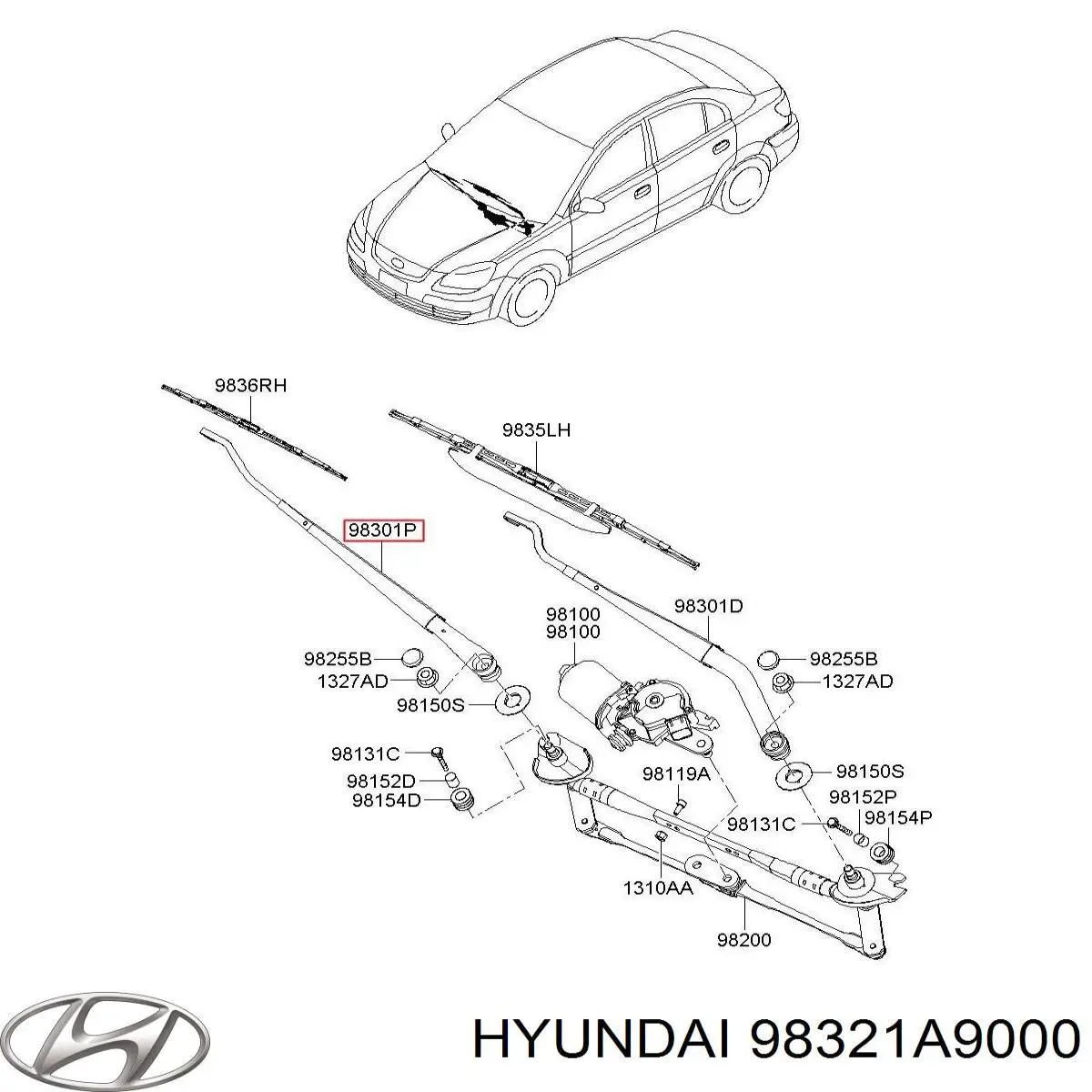 Важіль-поводок склоочисника лобового скла KIA Sedona (YP) (Кіа Sedona)