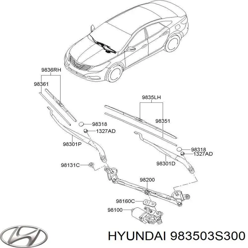 Купити 983503S300 Hyundai/Kia Щітка-двірник лобового скла, водійська