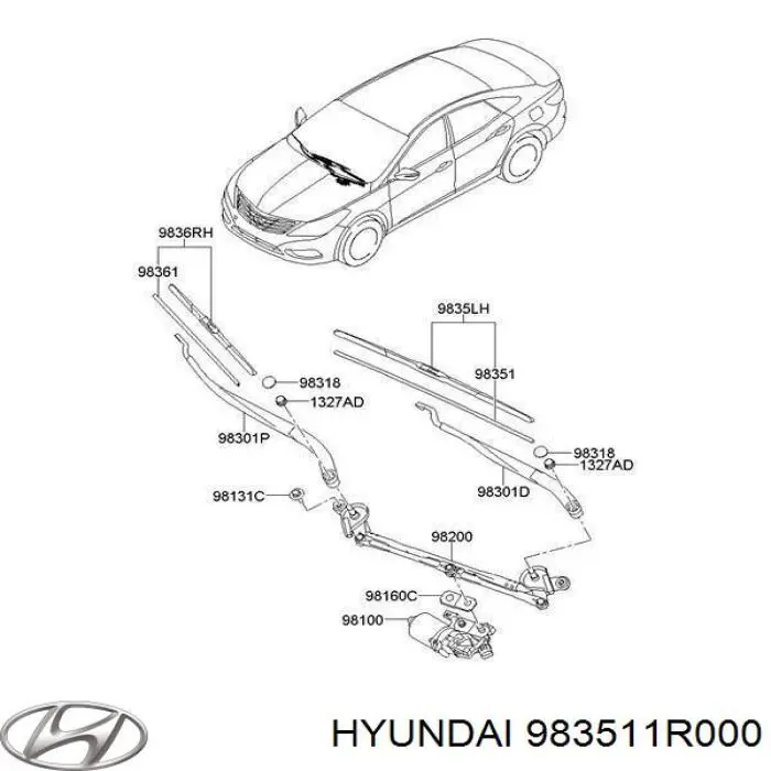 Гумка склоочисника водійська Hyundai SOLARIS (SBR11) (Хендай Соляріс)