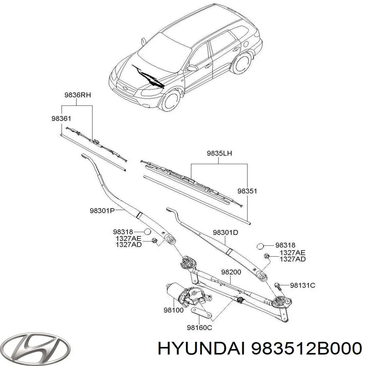 983512B000 Hyundai/Kia щітка-двірник лобового скла, водійська