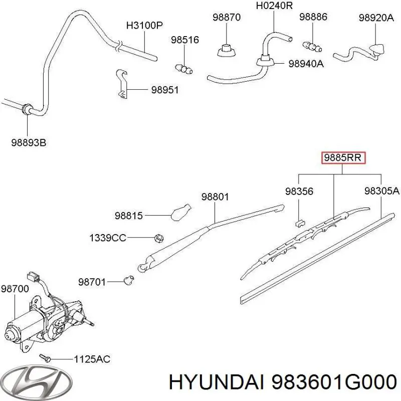 Купити 983601G000 Hyundai/Kia Щітка задня